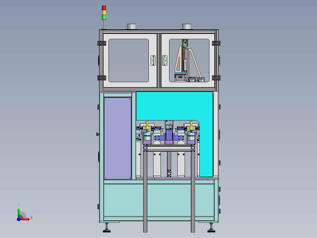 圆形锂电池自动清洗设备（sw18可编辑+工程图）前视图