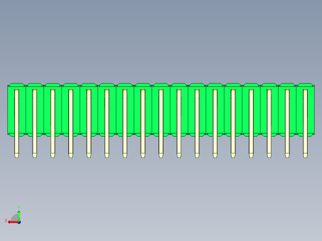 彩色公排针 100mil 2.54mm 系列-DS1022_green_3x17p_100mil_TypeD_rev1.0后视图