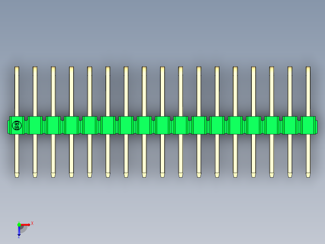 彩色公排针 100mil 2.54mm 系列-DS1022_green_3x17p_100mil_TypeD_rev1.0俯视图