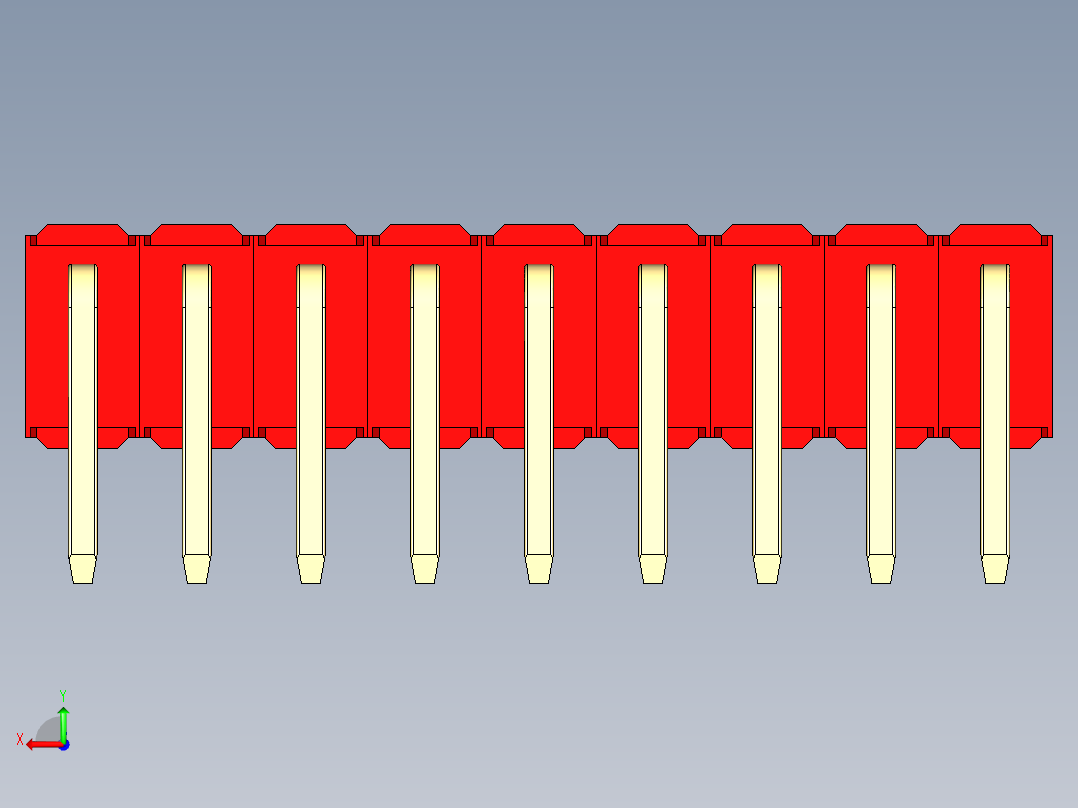 彩色公排针 100mil 2.54mm 系列-DS1022_red_2x09p_100mil_TypeD_rev1.0后视图