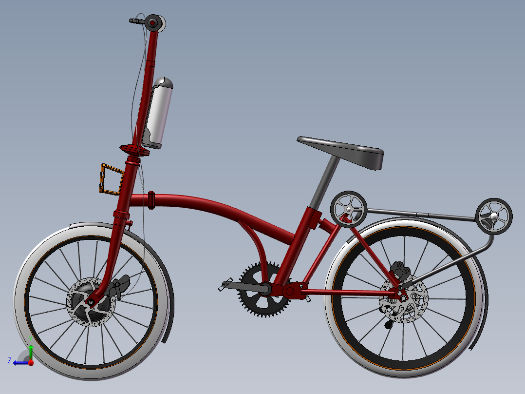 折叠自行车sw三维图==1443050==100右视图