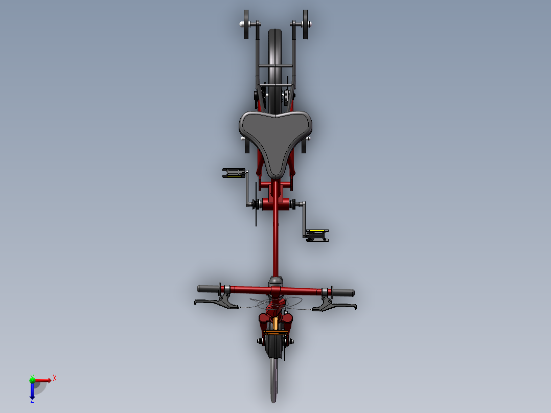 折叠自行车sw三维图==1443050==100俯视图
