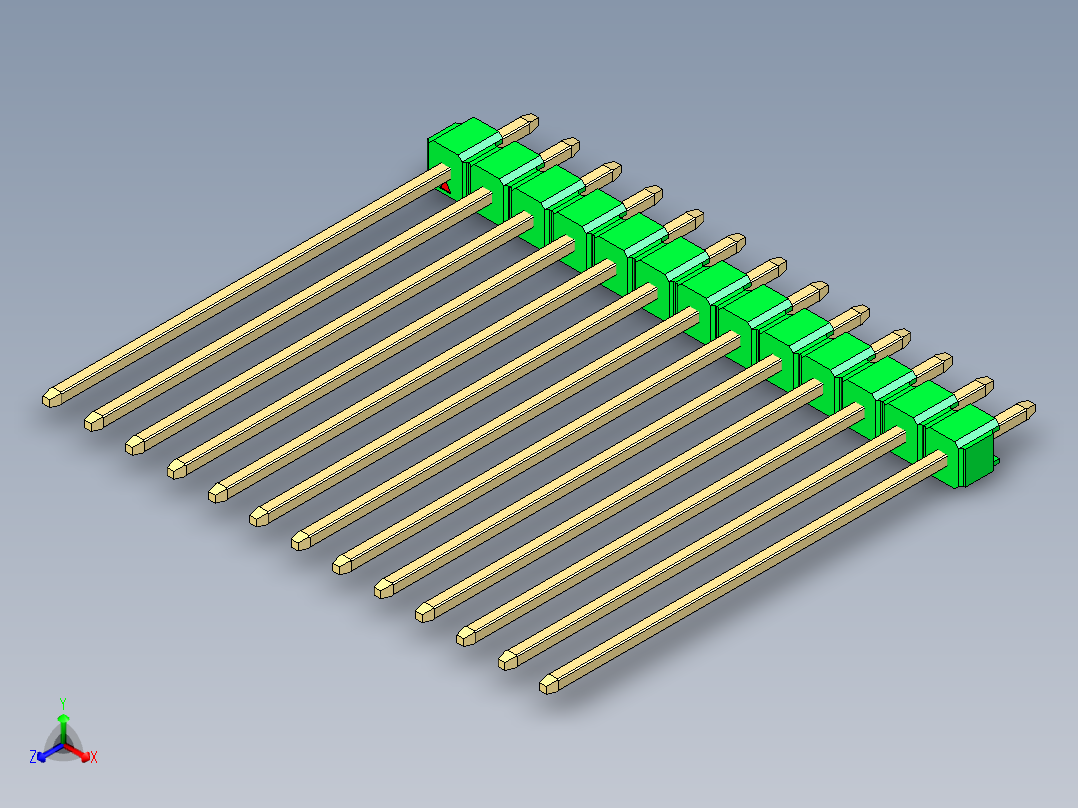 彩色公头100mil（2.54mm）系列-DS1021_green_1x13p_100mil_Type43_rev1.0