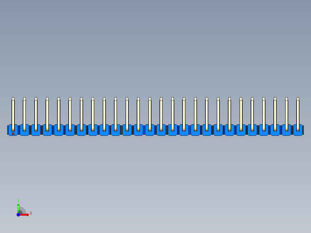 彩色公排针 100mil 2.54mm 系列-DS1022_blue_26p_100mil_TypeU_rev1.0前视图