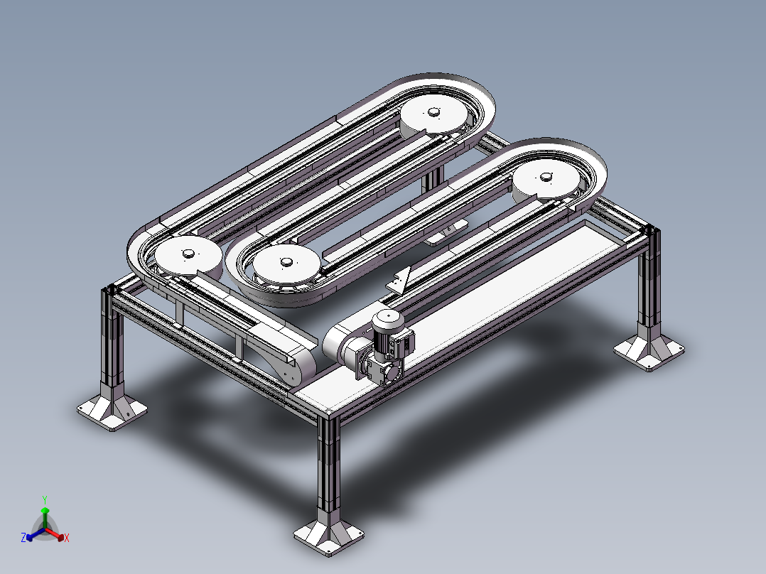 S型链板输送线3D图纸 H924正等轴测图