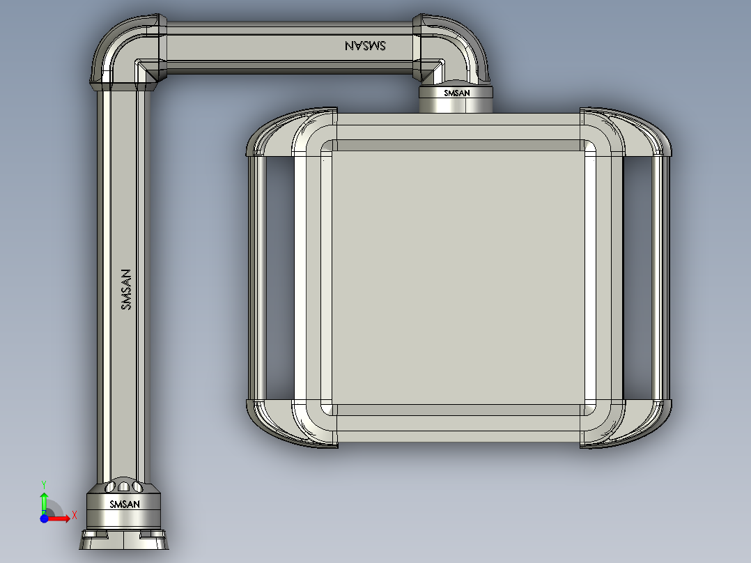 向下旋转底座+转角+90度箱体连接器+控制箱前视图