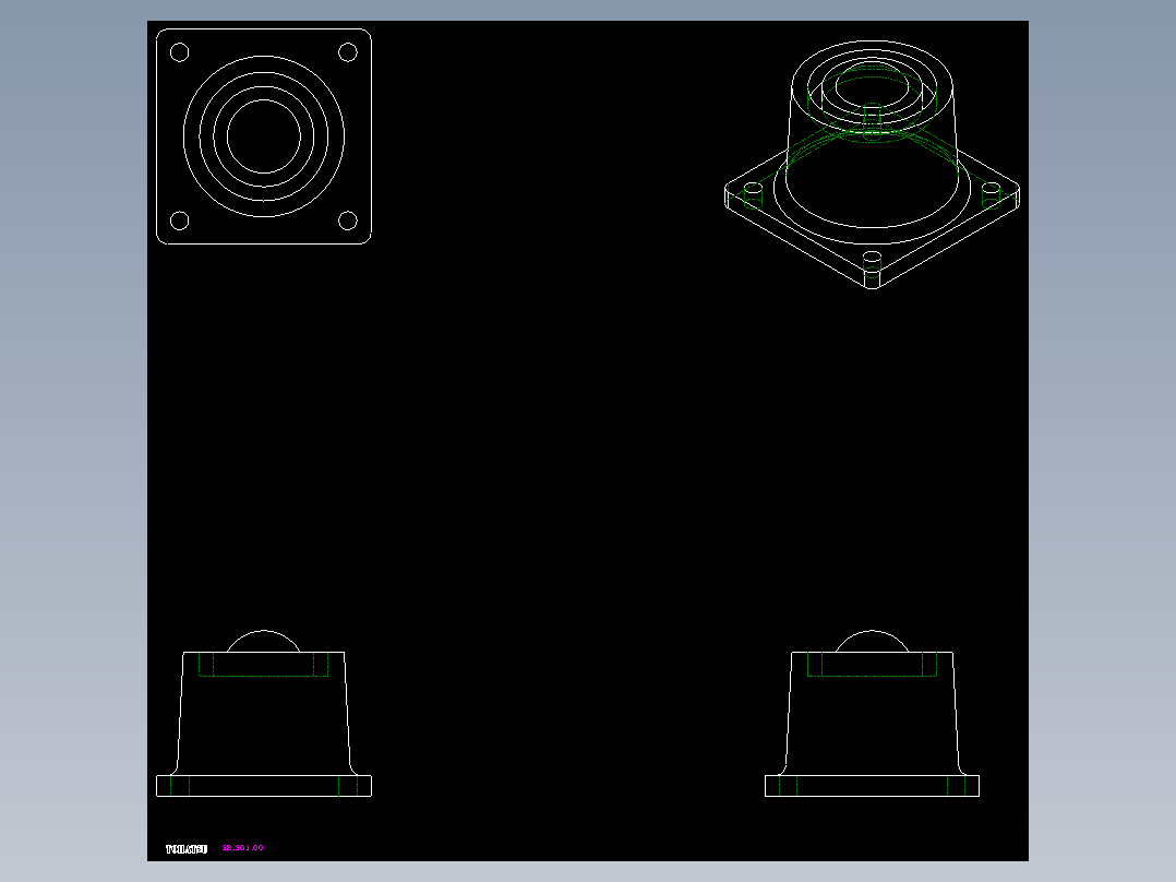 下向型萬向滾珠58-2D多系列多零件图纸模型