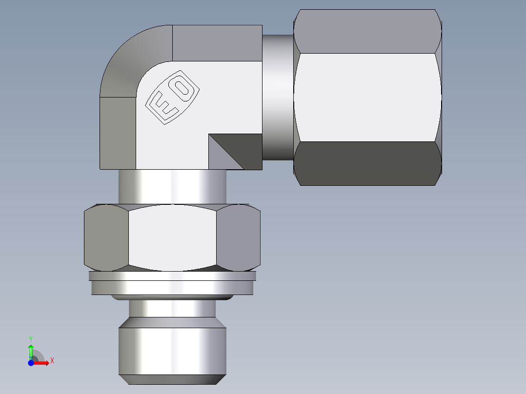 卡套式工业通用硬管接头EO_Adjustable_Locknut_elbow_WEE06ZSMCF前视图