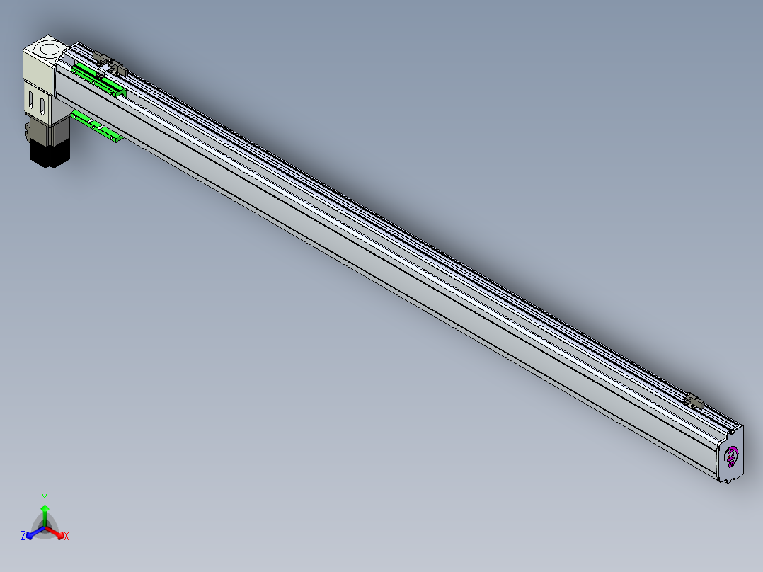 同步带滑台-半封闭B10-L90-S1400-L-P40-D3正等轴测图