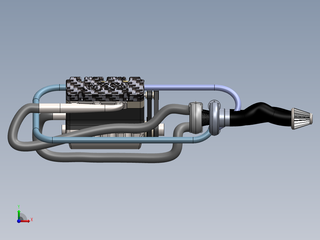 V6 Model双涡轮增压6缸发动机前视图