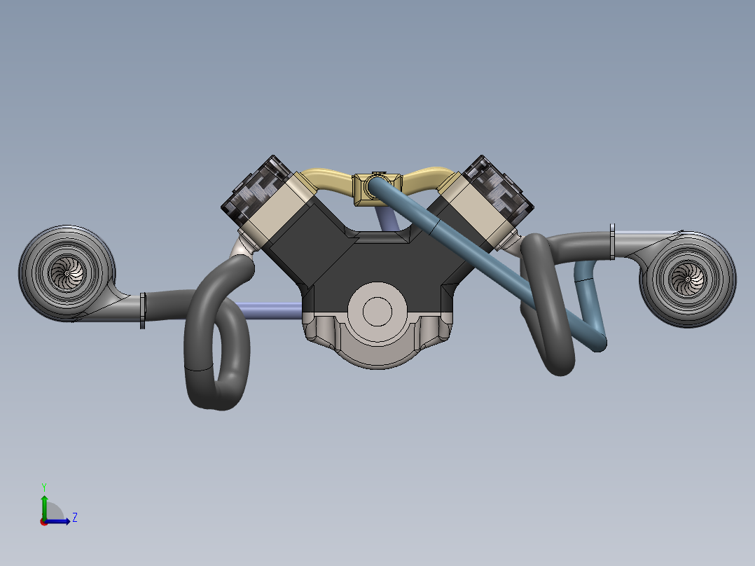 V6 Model双涡轮增压6缸发动机左视图