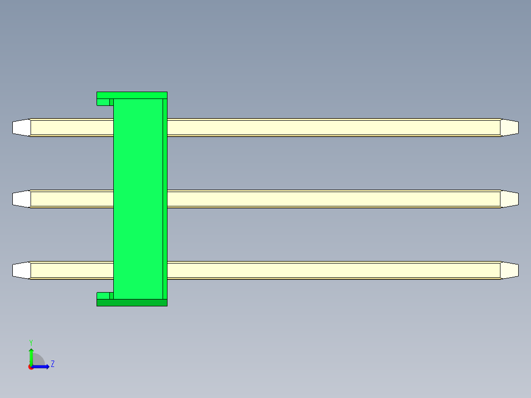 彩色公头100mil（2.54mm）系列-DS1021_green_3x19p_100mil_Type5_rev1.0左视图