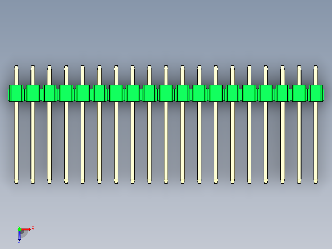 彩色公头100mil（2.54mm）系列-DS1021_green_3x19p_100mil_Type5_rev1.0俯视图