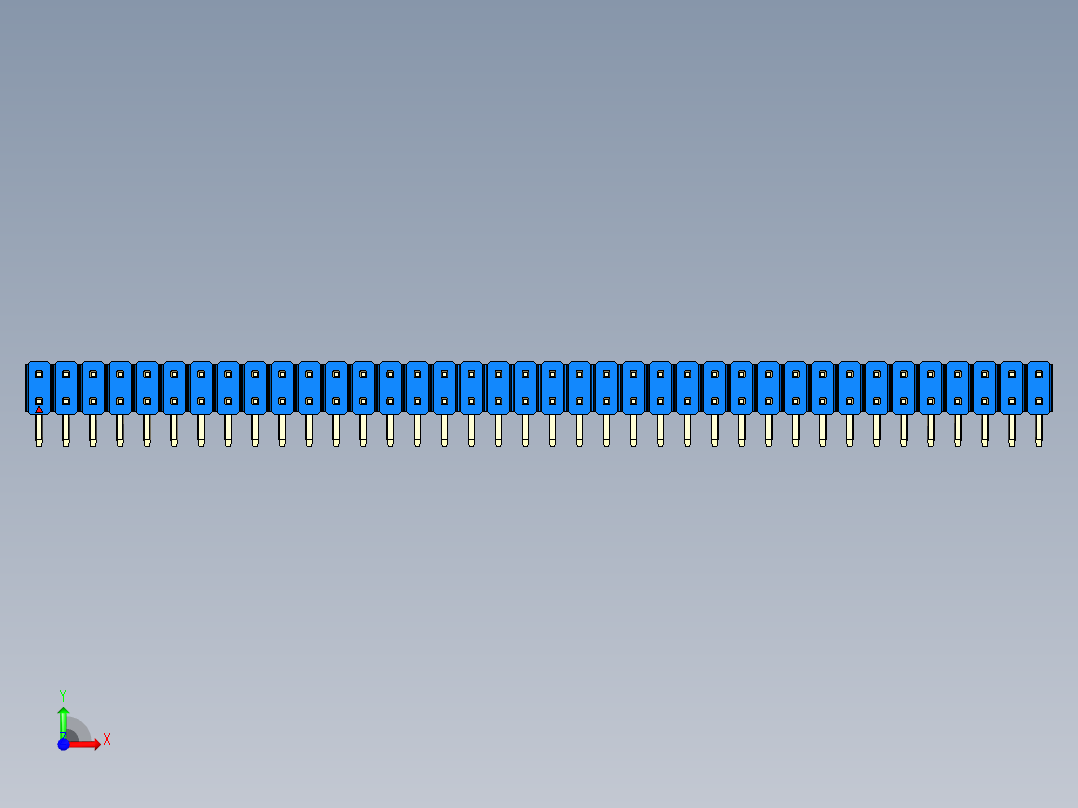 彩色公排针 100mil 2.54mm 系列-DS1022_blue_2x38p_100mil_TypeD_rev1.0前视图