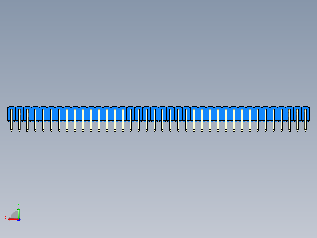 彩色公排针 100mil 2.54mm 系列-DS1022_blue_2x38p_100mil_TypeD_rev1.0后视图