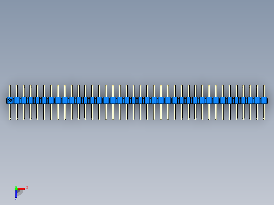 彩色公排针 100mil 2.54mm 系列-DS1022_blue_2x38p_100mil_TypeD_rev1.0俯视图