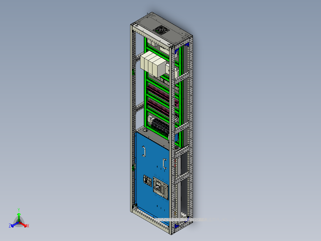 通讯汇流配电一体柜-储能配电设备正等轴测图