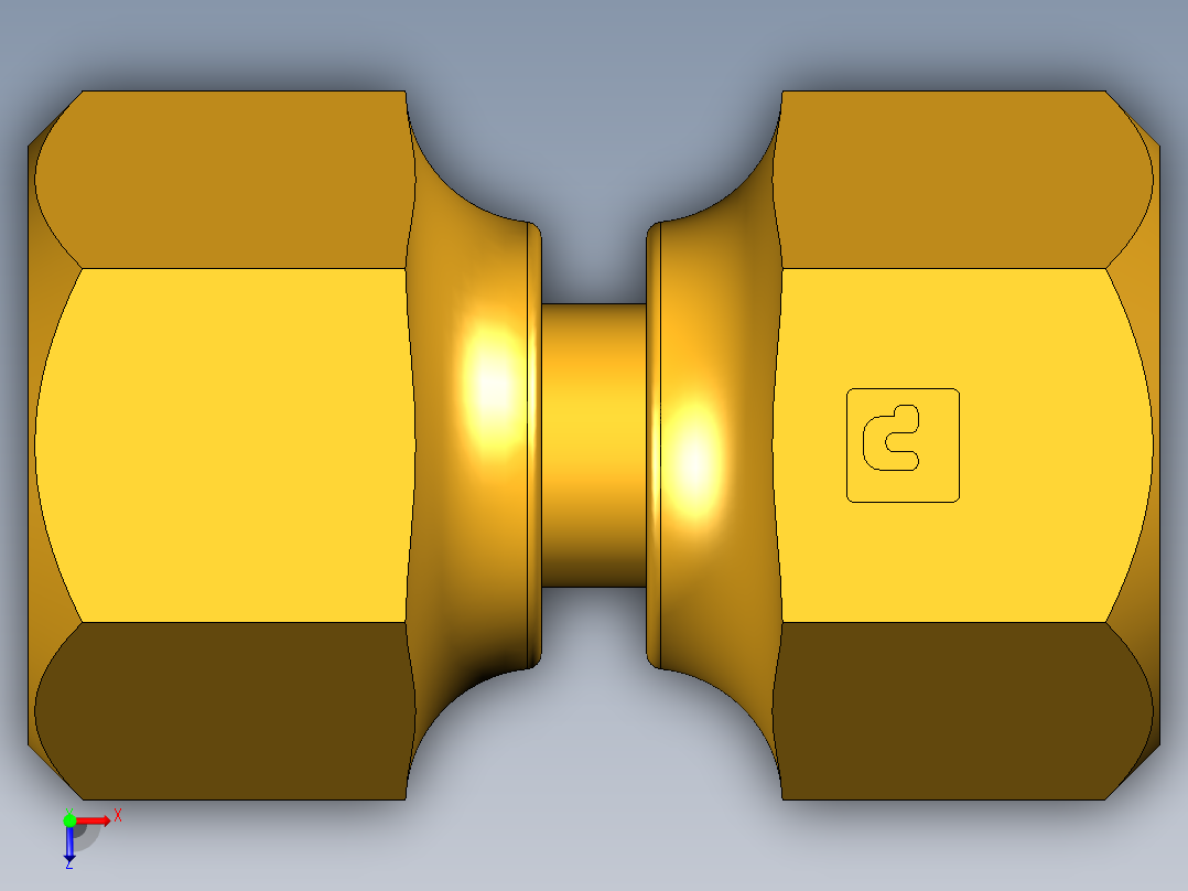 扩口式工业通用硬管接头Swivel Nut Valve Connector 14FSV-6俯视图