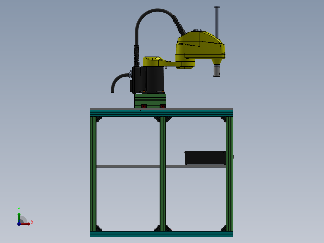Fanuc Scara SR-3iA 机器人支架由博世铝型材制成 -v1前视图