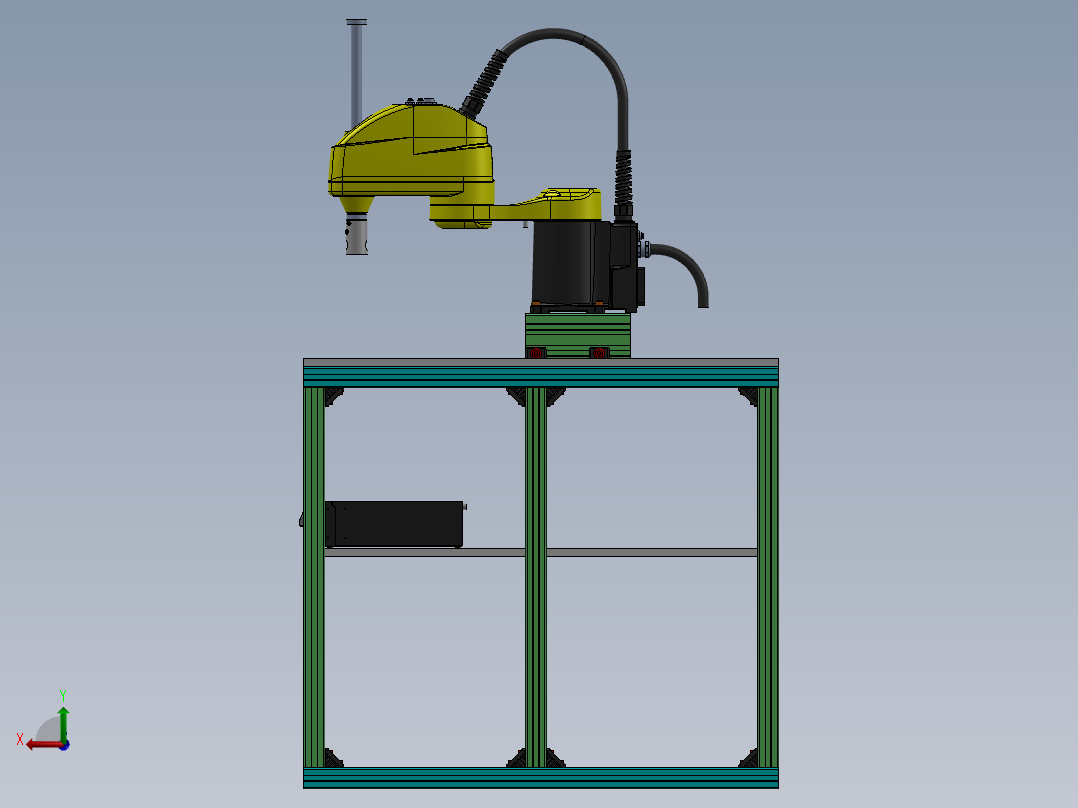 Fanuc Scara SR-3iA 机器人支架由博世铝型材制成 -v1后视图