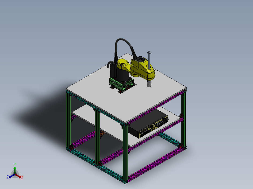 Fanuc Scara SR-3iA 机器人支架由博世铝型材制成 -v1正等轴测图
