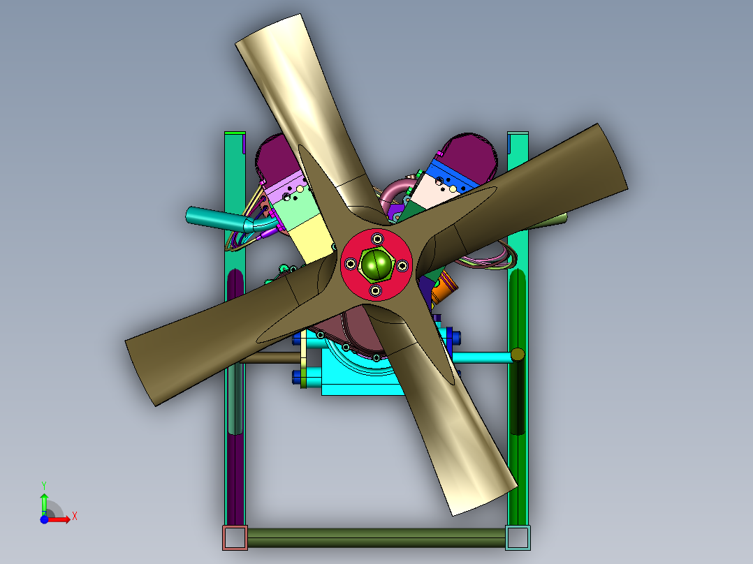 战斗机的劳斯莱斯发动机前视图