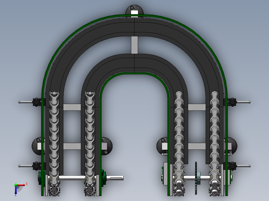 转弯龙骨链条输送机sw16可编辑俯视图