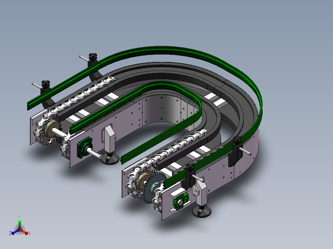 转弯龙骨链条输送机sw16可编辑正等轴测图
