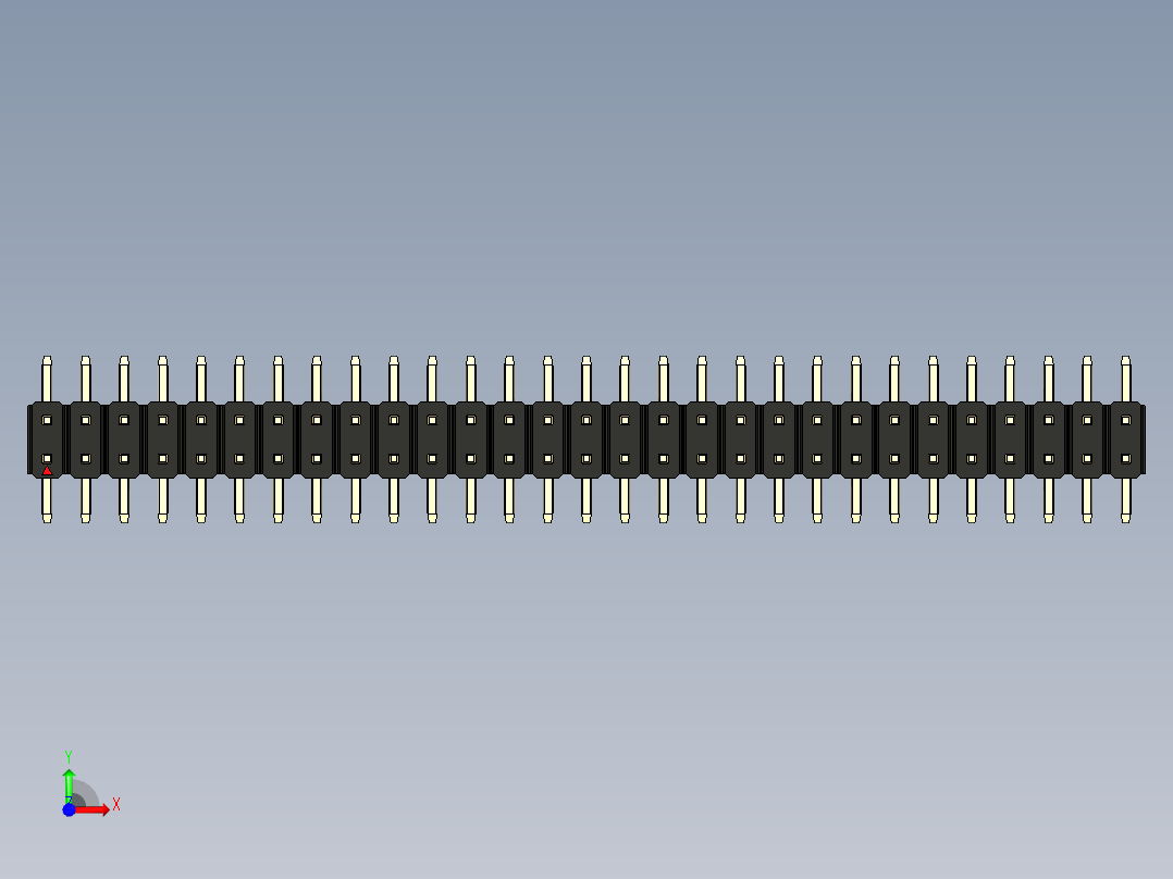 彩色公排针 100mil 2.54mm 系列-DS1022_black_58p_100mil_TypeSMT_rev1.0前视图