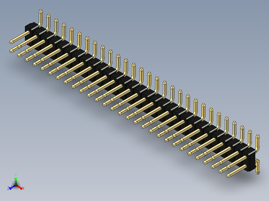 彩色公排针 100mil 2.54mm 系列-DS1022_black_58p_100mil_TypeSMT_rev1.0正等轴测图