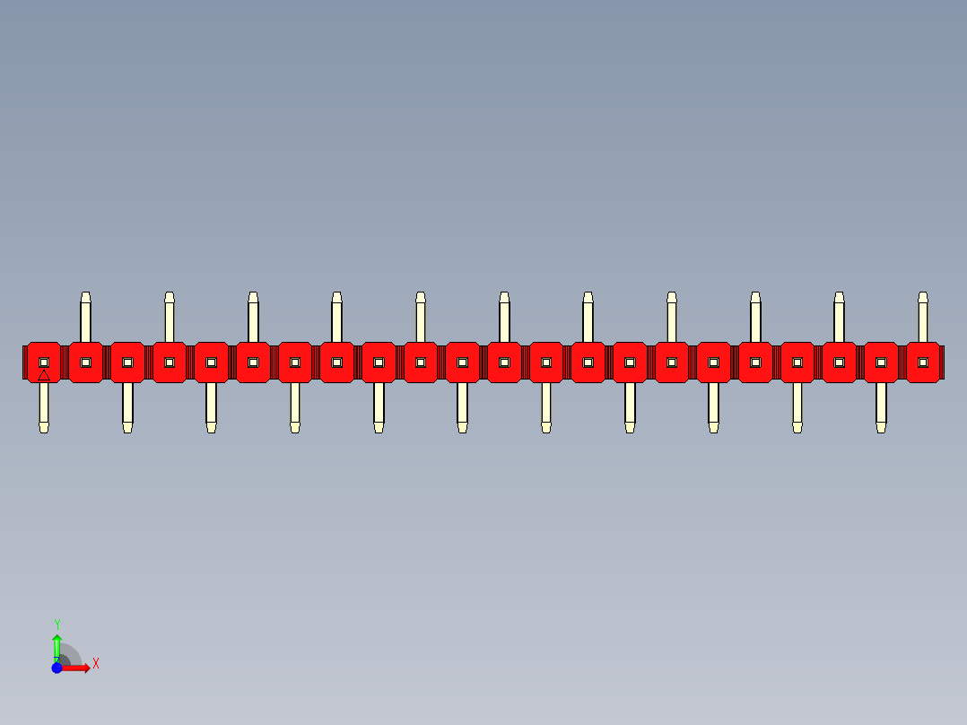 彩色公排针 100mil 2.54mm 系列-DS1022_red_22p_100mil_Type_SMT_R2_rev1.0前视图
