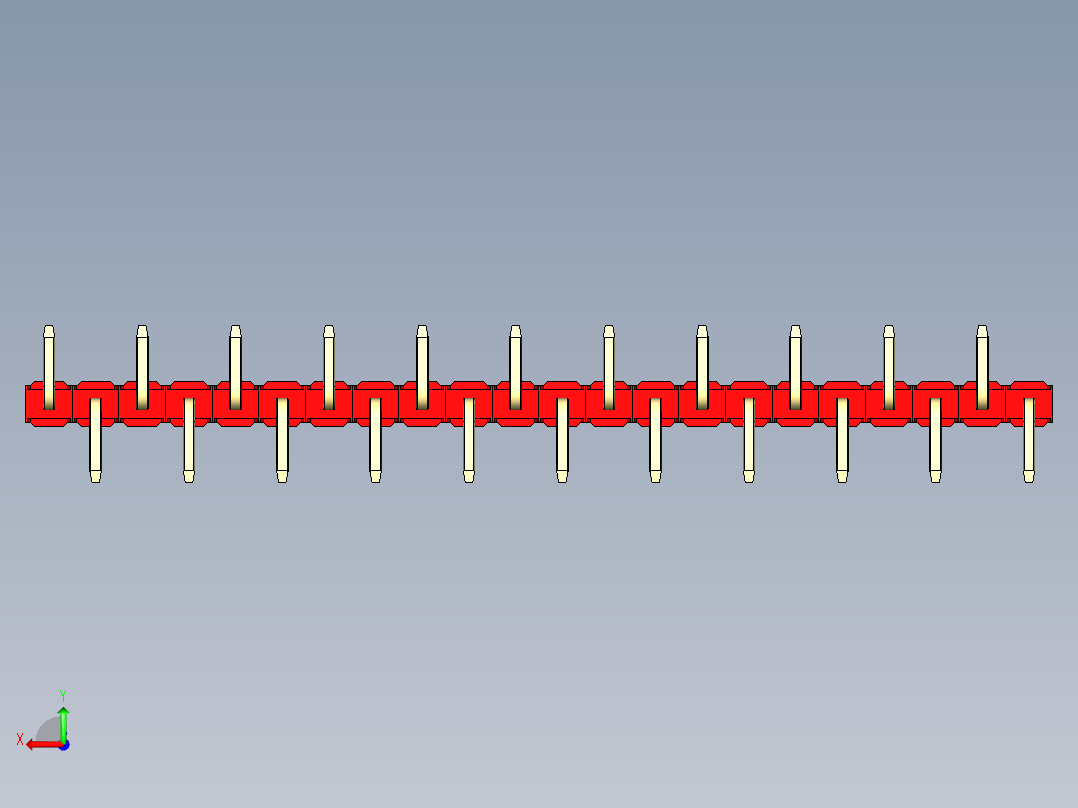 彩色公排针 100mil 2.54mm 系列-DS1022_red_22p_100mil_Type_SMT_R2_rev1.0后视图