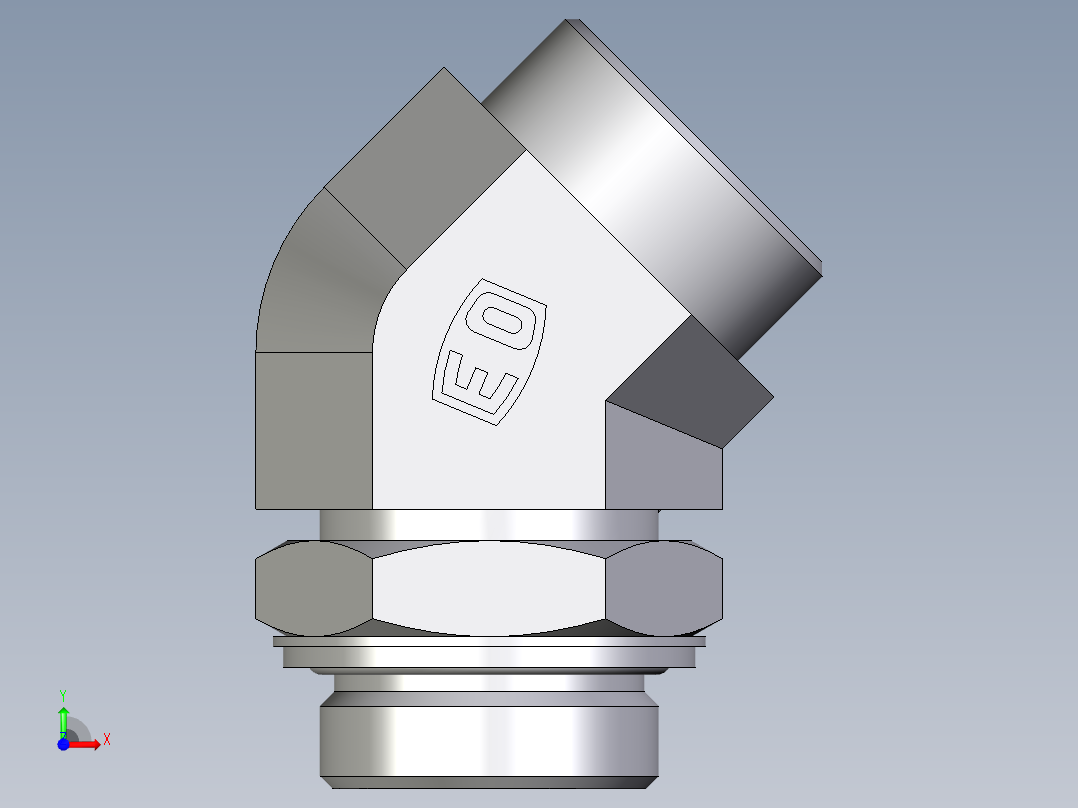 卡套式工业通用硬管接头EO_Adjustable_locknut_45_deg_elbow_VEE35LROMDCF前视图