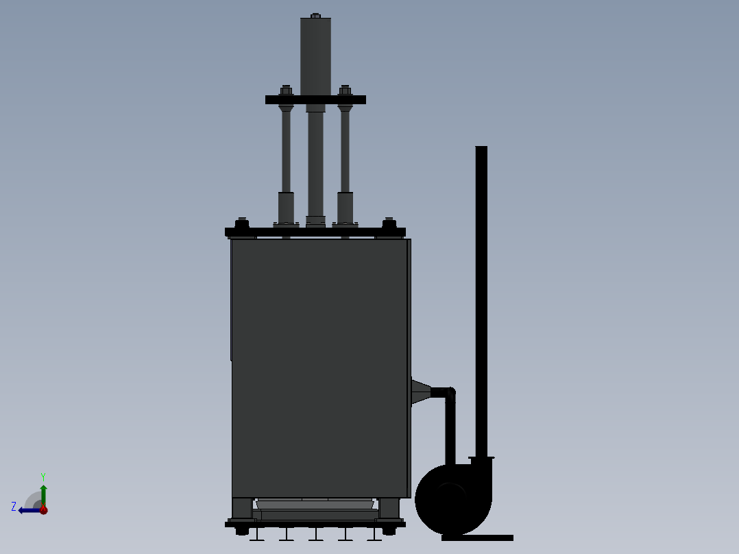 双工位的搅拌机设计模型右视图