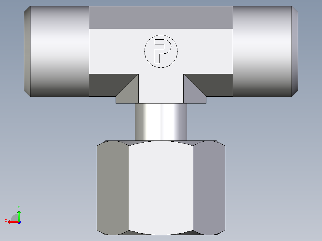 卡套式工业通用硬管接头EO_Standpipe_branch_tee_EVT08LOMD71后视图