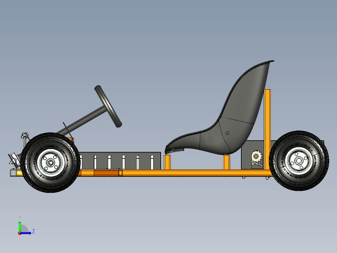 21-1300w 48v卡丁车模型3D图纸 IGS格式左视图