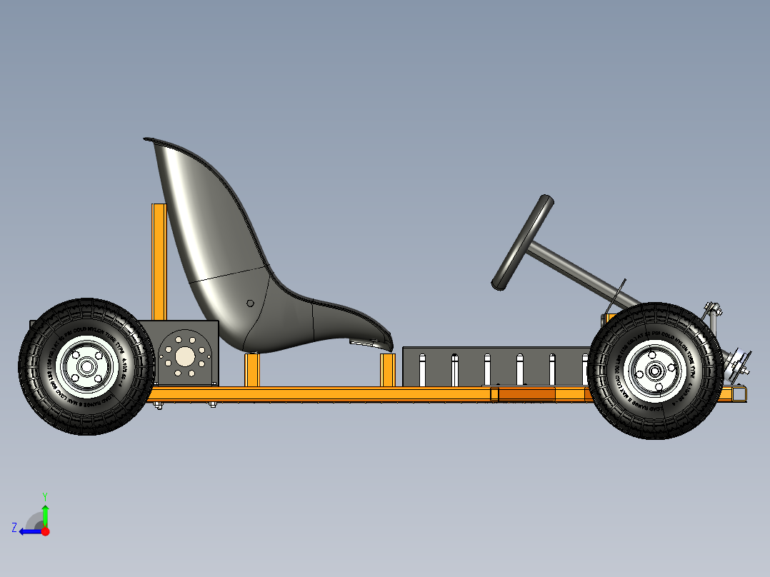 21-1300w 48v卡丁车模型3D图纸 IGS格式右视图