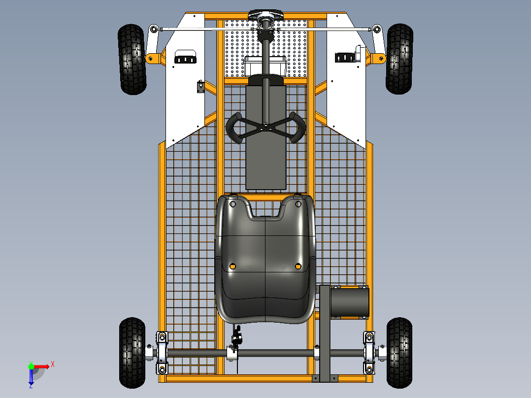 21-1300w 48v卡丁车模型3D图纸 IGS格式俯视图
