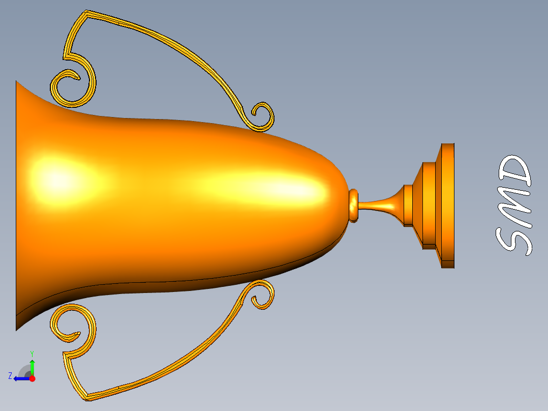 3d打印奖杯右视图