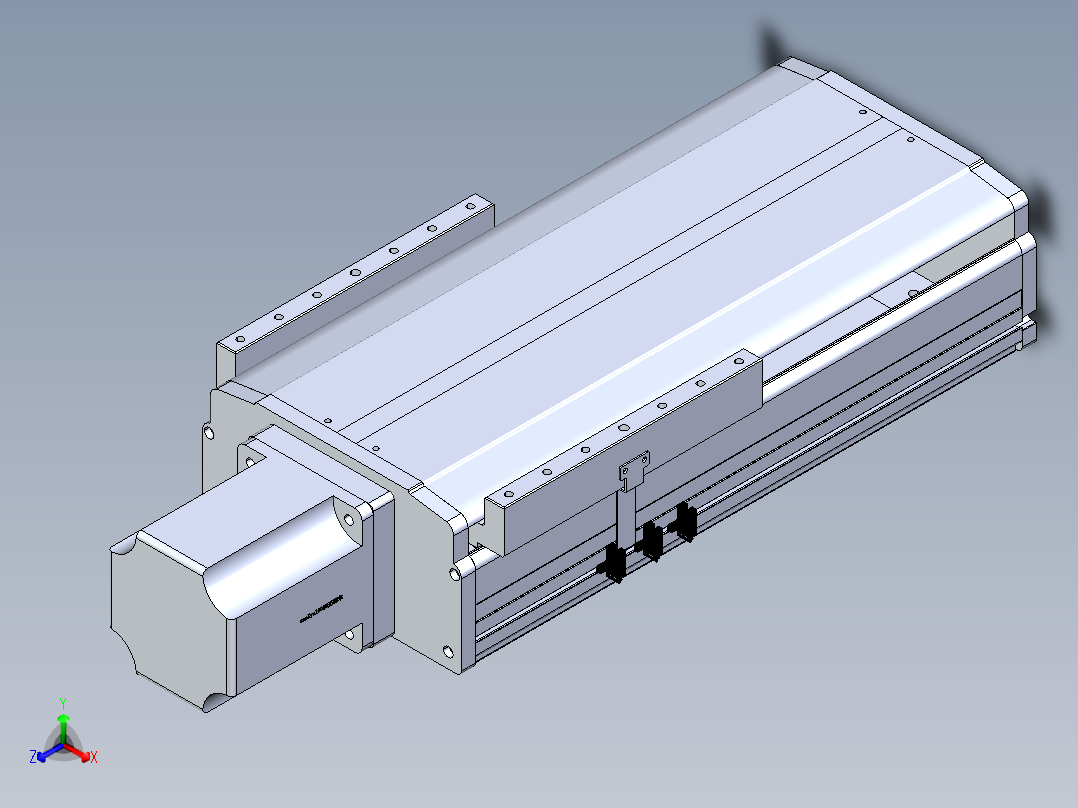 东锦丝杆传动-直线滑台模组DH270-C-L10-S200-BC-T1000W-C3正等轴测图