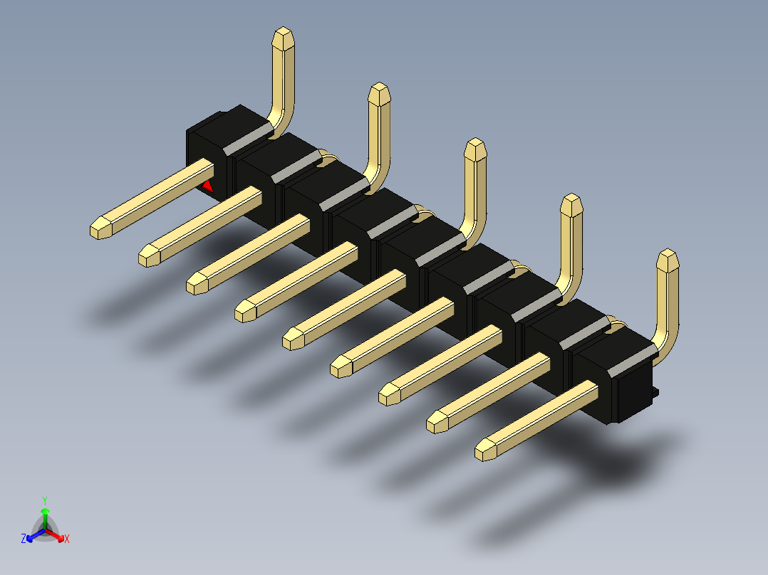 彩色公排针 100mil 2.54mm 系列-DS1022_black_09p_100mil_Type_SMT_R1_rev1.0正等轴测图