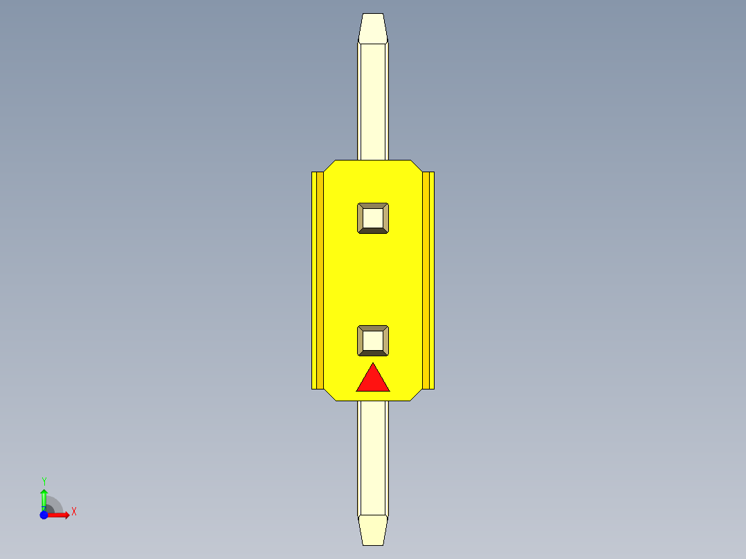 彩色公排针 100mil 2.54mm 系列-DS1022_yellow_02p_100mil_TypeSMT_rev1.0前视图