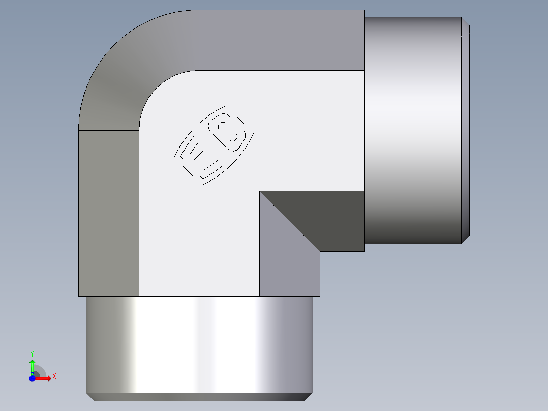 卡套式工业通用硬管接头EO_Union_elbow_W18L71X前视图