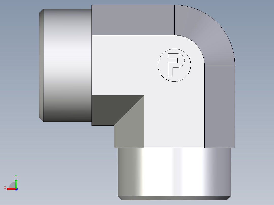卡套式工业通用硬管接头EO_Union_elbow_W18L71X后视图