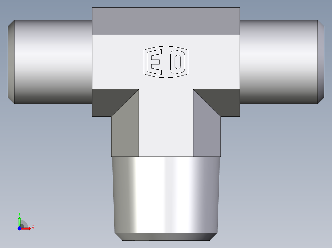 卡套式工业通用硬管接头EO_Male_stud_run_tee_TE04LLR71X前视图