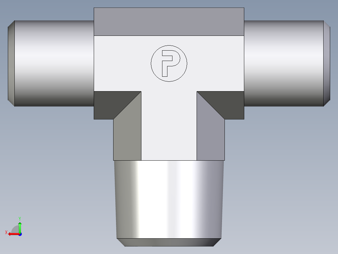 卡套式工业通用硬管接头EO_Male_stud_run_tee_TE04LLR71X后视图