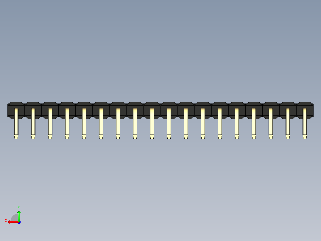 彩色公排针 100mil 2.54mm 系列-DS1022_black_1x18p_100mil_TypeD_rev1.0后视图