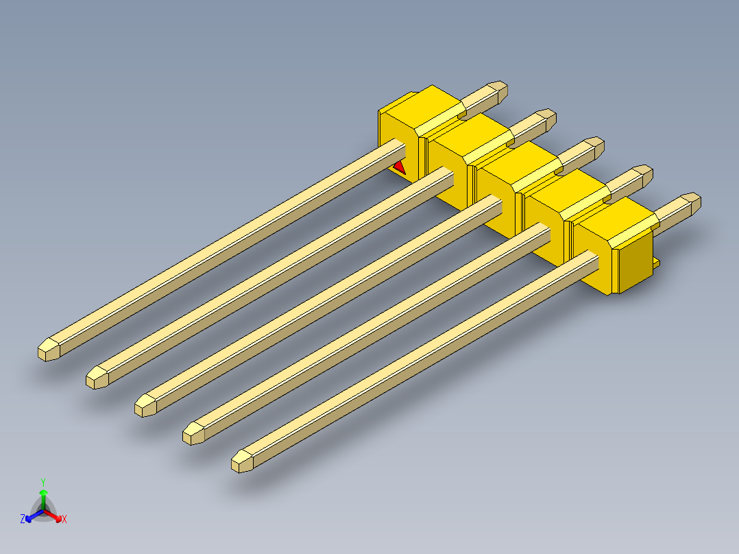 彩色公头100mil（2.54mm）系列-DS1021_yellow_1x05p_100mil_Type19_rev1.0