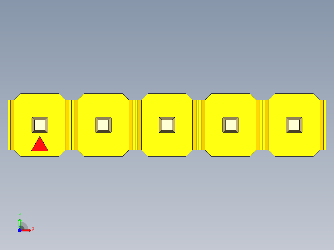 彩色公头100mil（2.54mm）系列-DS1021_yellow_1x05p_100mil_Type19_rev1.0前视图
