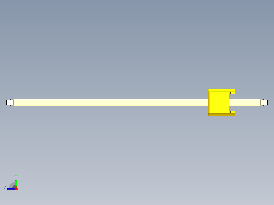 彩色公头100mil（2.54mm）系列-DS1021_yellow_1x05p_100mil_Type19_rev1.0右视图